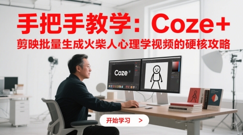 手把手教学：Coze + 剪映批量生成火柴人心理学视频的硬核攻略-生财赚 -赚钱新动力