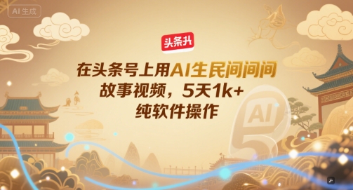 在头条号上用AI生民间故事视频，5天1k+，纯软件操作-生财赚 -赚钱新动力