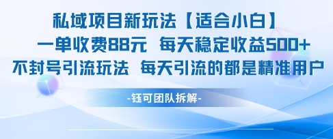 私域项目新玩法【适合小白】 一单收费88.每天稳定收益几张-生财赚 -赚钱新动力