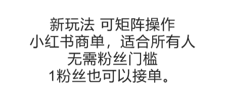 可矩阵操作，小红书商单新玩法，适合所有人，无需粉丝门槛，1粉丝也可以接单-生财赚 -赚钱新动力