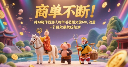 商单不断！纯AI制作西游人物羊毛毡版文旅MV，流量+节目效果统统拉满-生财赚 -赚钱新动力