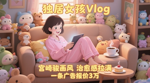 单个账号涨粉71W！用AI制作独居女孩Vlog，宫崎骏画风，治愈感拉满，一条广告报价3W-生财赚 -赚钱新动力