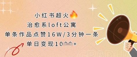 小红书超火的治愈系loft公寓，单条作品点赞16W，3分钟一条，单日变现数张-生财赚 -赚钱新动力