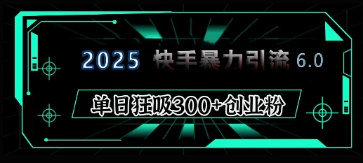 2025年快手6.0保姆级教程震撼来袭，单日狂吸300+精准创业粉-生财赚 -赚钱新动力