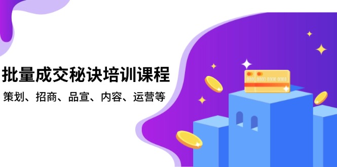 （13908期）批量成交秘诀培训课程，策划、招商、品宣、内容、运营等-生财赚 -赚钱新动力