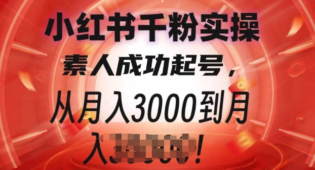 小红书千粉实操课，素人成功起号，从月入3000到月入过W-生财赚 -赚钱新动力