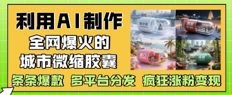 利用AI制作全网爆火的城市微缩胶囊，条条爆款， 多平台分发，疯狂涨粉变现-生财赚 -赚钱新动力