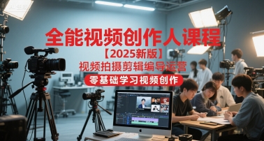 全能视频创作人课程【2025新版】视频拍摄剪辑编导运营，零基础学习视频创作-生财赚 -赚钱新动力