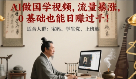 AI做国学视频，流量暴涨 ，0 基础也能日入多张-生财赚 -赚钱新动力