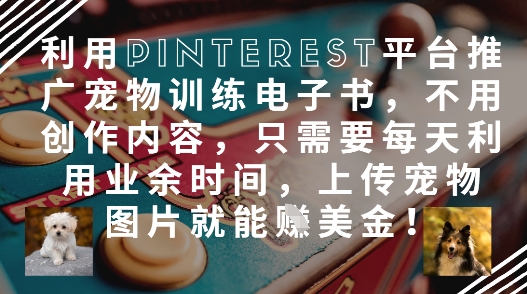 利用Pinterest平台推广宠物训练电子书，不用创作内容，只需要每天利用业余时间，上传宠物图片就能挣美金!-生财赚 -赚钱新动力