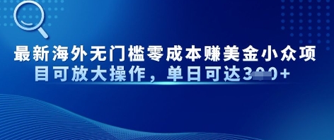 最新海外无门槛美金小众项目可放大操作，单日可达3张-生财赚 -赚钱新动力