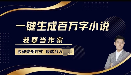 我要当作家，一键生成百万字小说，多种变现方式，轻松月入过W+-生财赚 -赚钱新动力