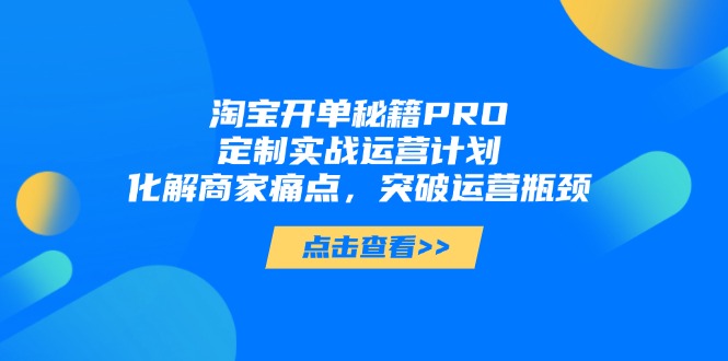 （14642期）淘宝开单秘籍PRO，定制实战运营计划，化解商家痛点，突破运营瓶颈-生财赚 -赚钱新动力