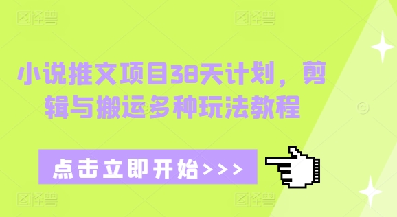 小说推文项目38天计划，剪辑与搬运多种玩法教程-生财赚 -赚钱新动力