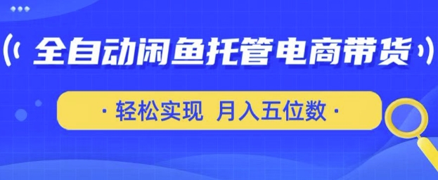 全自动闲鱼托管式电商带货，只需一部安卓手机和一个闲鱼号，轻松实现月入五位数【揭秘】-生财赚 -赚钱新动力