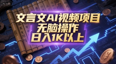 文言文AI视频项目，无脑操作，日入1K以上-生财赚 -赚钱新动力