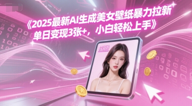 2025最新AI生成美女壁纸暴力拉新, 单日变现3张+，小白轻松上手-生财赚 -赚钱新动力
