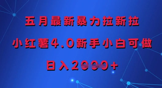 五月最新暴力拉新拉，小红薯4.0新手小白可做，日入多张-生财赚 -赚钱新动力