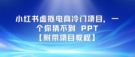 小红书虚拟电商冷门项目，一个你猜不到 PPT【附带项目教程】-生财赚 -赚钱新动力