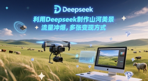 利用Deepseek制作山河美景，流量冲爆，多张变现方式-生财赚 -赚钱新动力