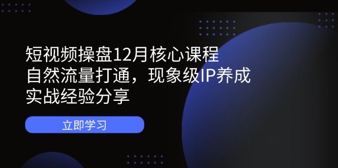 （14447期）短视频操盘12月核心课程：自然流量打通，现象级IP养成，实战经验分享-生财赚 -赚钱新动力