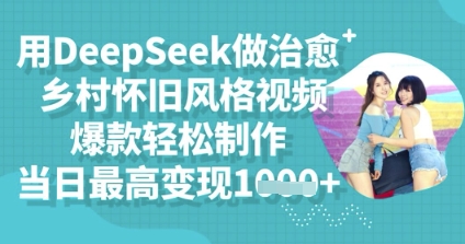用DeepSeek做治愈乡村怀旧风格视频，爆款轻松制作，当日最高变现多张-生财赚 -赚钱新动力
