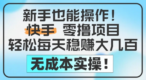 新手也能操作，快手零撸挣米，轻松每天挣2-5张，完全无成本-生财赚 -赚钱新动力