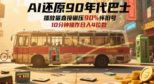 AI还原90年代巴士，一帧就让70后泪崩，播放量直接碾压90%怀旧号，每天操作十分钟，日入四位数-生财赚 -赚钱新动力