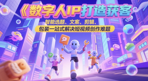 数字人IP打造获客变现实操课，智能选题、文案、剪辑、包装一站式解决短视频创作难题-生财赚 -赚钱新动力