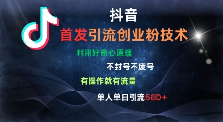 抖音最新引流创业粉技术，不封号、不废号， 有操作就有流量，单人单日引流500+-生财赚 -赚钱新动力